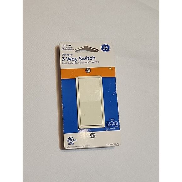 GE 3 Way Switch Light Almond 18270 Pressure Lock Wiring 15A Max 120VAC - Picture 1 of 7